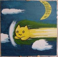 Speedycat flying through clouds